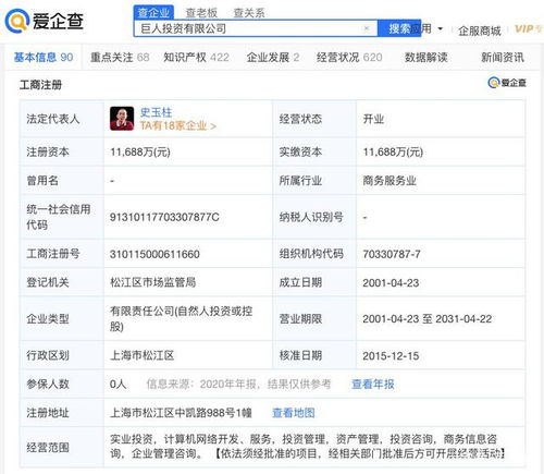 史玉柱股权遭冻结超亿元 爱企查数据揭示商务咨询行业风险